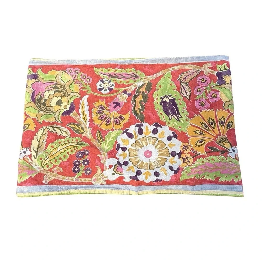Pottery Barn Suzani Floral Cotton Napkin Red Botanical Medallion India Set Of‎ 4